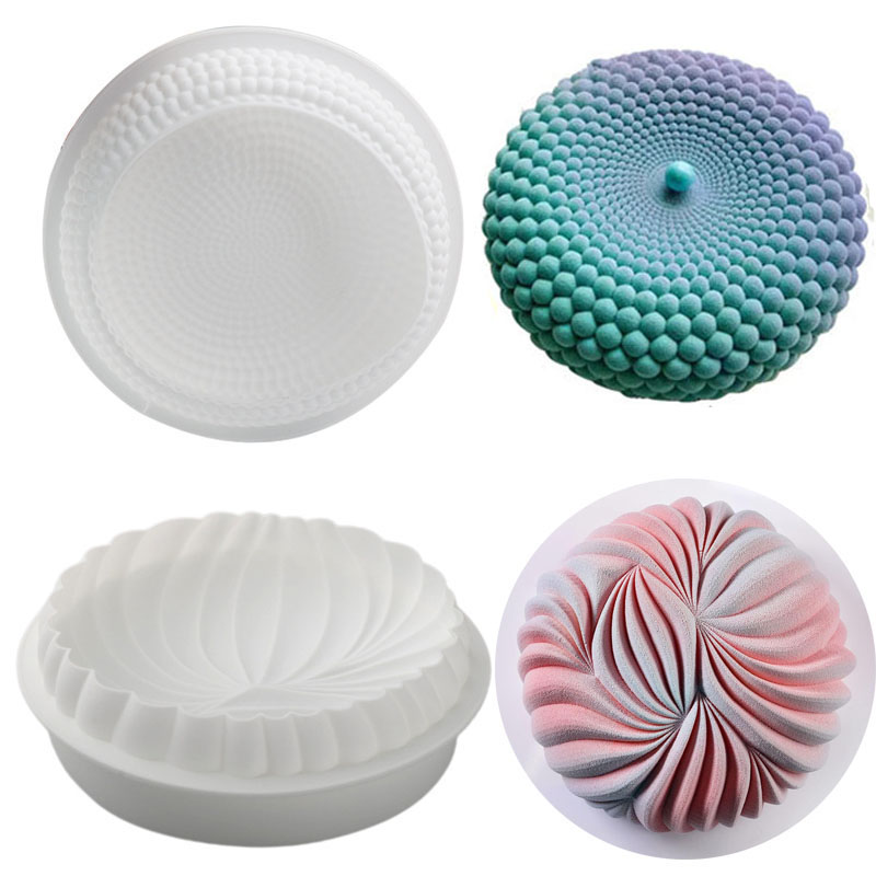 Kitchen Baking Ware - ラウンドムースケーキパンベーキング用大型砂丘シリコーン型 3D 幾何学的な真珠ペストリーツールチョコレートキッチンアクセサリー