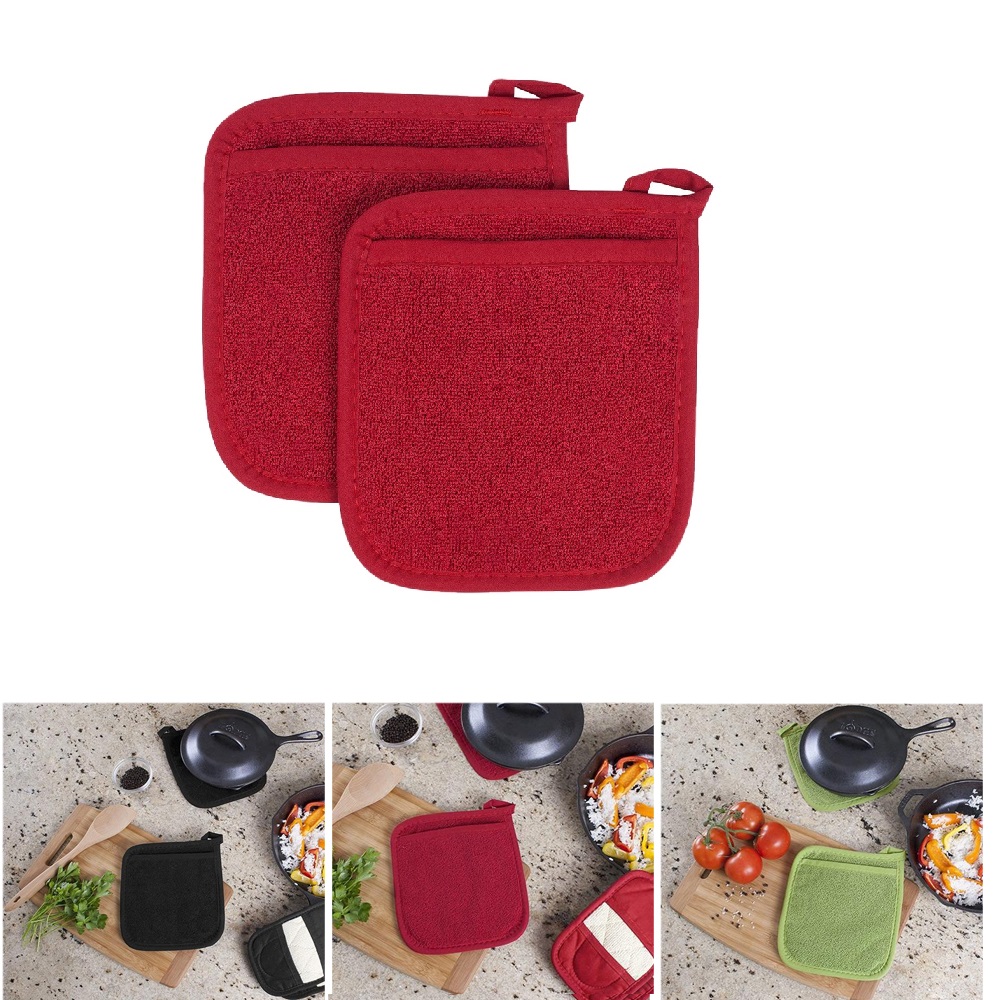 Kitchen Baking Ware - コットンテリーポットホルダー断熱グローブ、電子レンジグローブ、鍋つかみマット、キッチンオーブンミット、バーベキュー調理用ベーキング、3 in 1、3 in 1