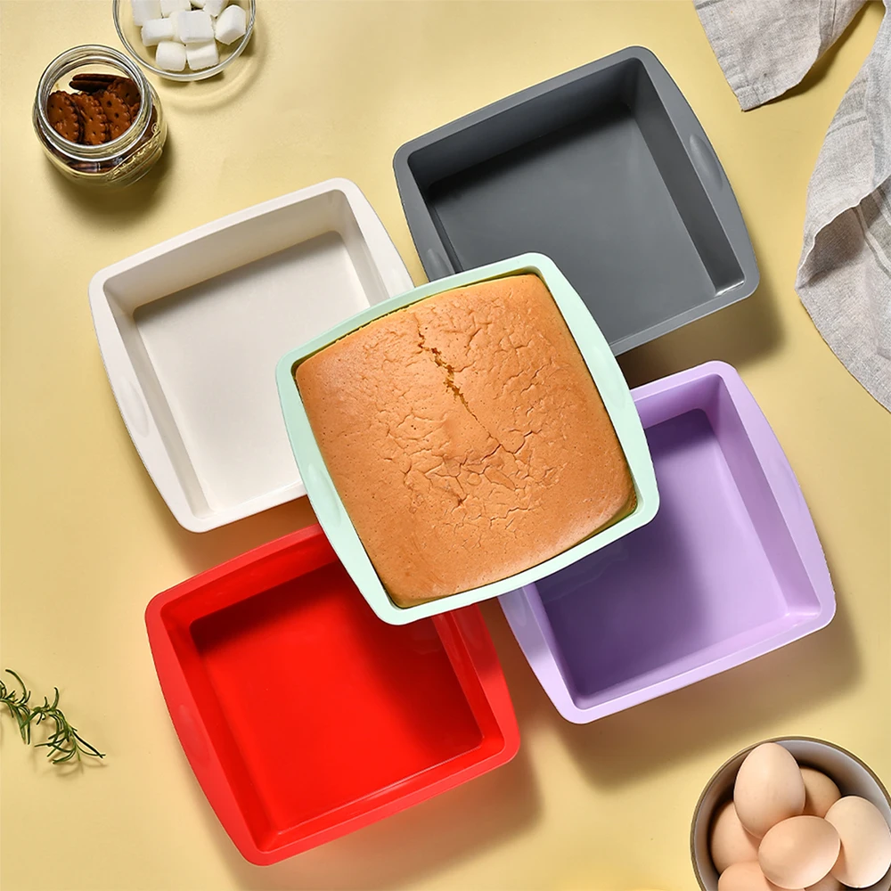 Kitchen Baking Ware - 正方形のシリコンケーキモールド,簡単なリリース,ケーキパン,耐久性のあるキッチンツールとアクセサリー,家庭用,1個,4個