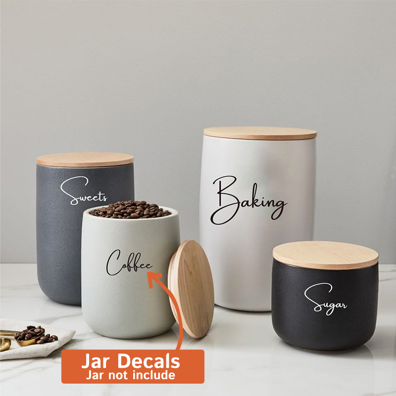 Kitchen.Baking Labels - デカールのみ 8 個キッチン整理キャニスタージャーラベルステッカーデカール茶コーヒー砂糖ベーキング塩米再利用ビニール装飾