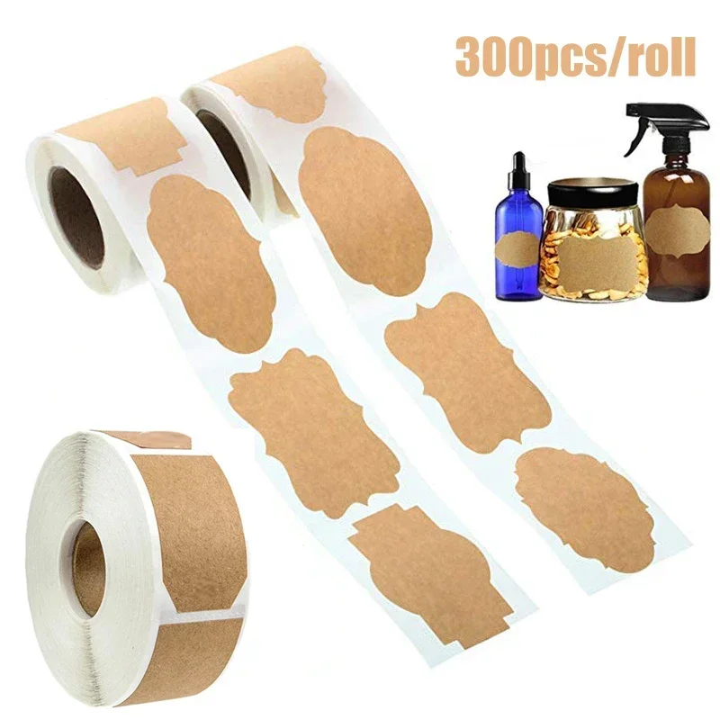 Kitchen.Baking Labels - 300 個クラフトステッカー手書きコンビニエンスステッカーキッチンジャーボトルオーガナイザーラベル DIY ギフトタグケーキベーキングシールタグ