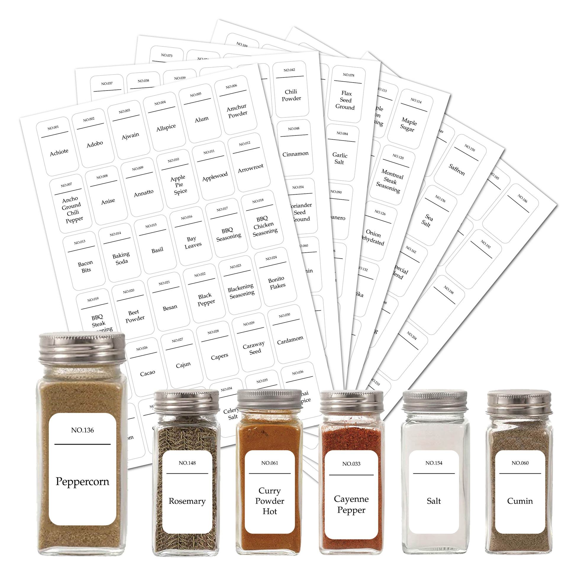 Kitchen.Baking Labels - 216個 キッチン スパイスジャー ラベル ステッカー 番号付き