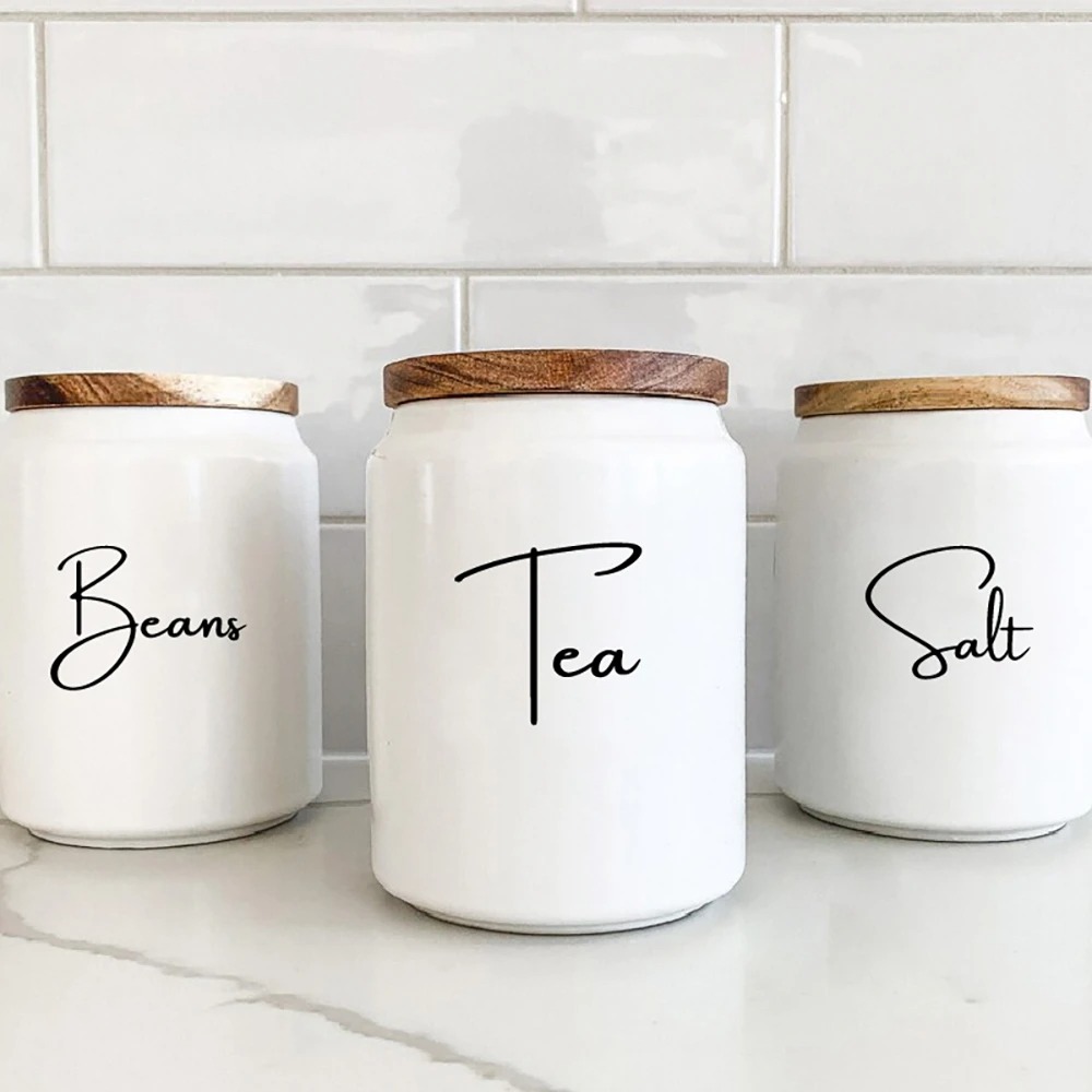 Kitchen.Baking Labels - キッチン整理用キャニスタージャーラベルステッカー 防水デカール ティー コーヒー 砂糖 ベーキングソルト
