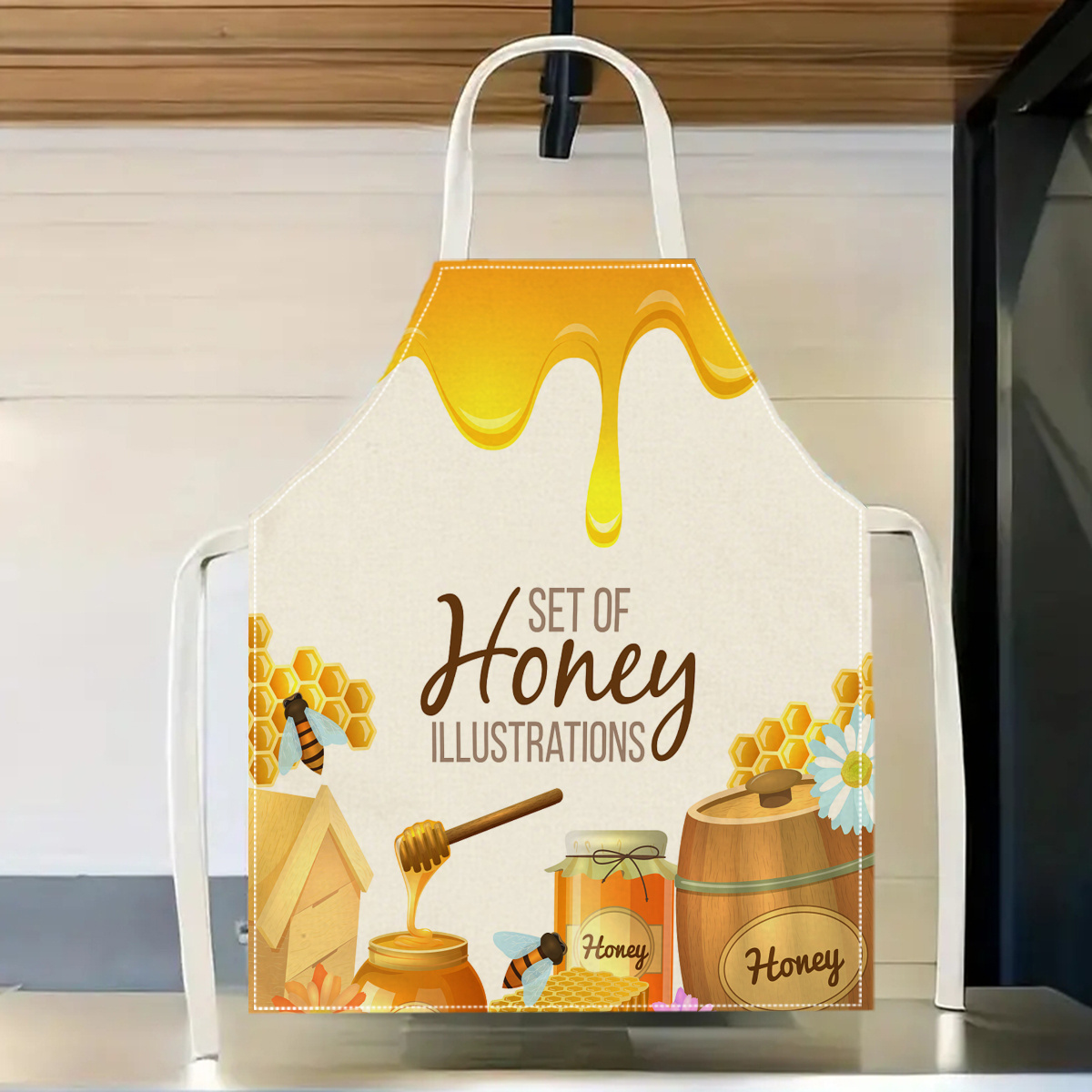 Kitchen Baking Area Ideas - 1pc ハニービーエプロン スイートキッチンギフト クッキングベーキング かわいいデザインアイデア 家庭料理やベーキングに最適