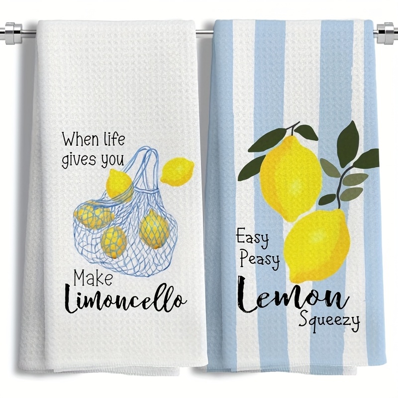 Kitchen Baking Kit - 2枚セット、レモンメッシュキッチンタオル、40cm*60cmタオルセット、最高のキッチンタオル、超吸収性ソフトクリーニングクロス、クッキング＆ベーキングティータオル、ハンドタオル、クリーニングクロス、ディッシュクロス、キッチンデコレーション、リビングルームデコレーション