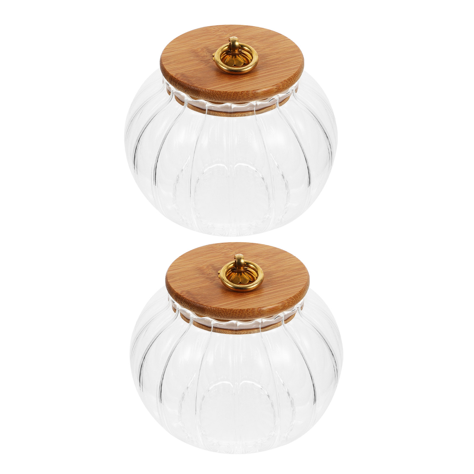 Kitchen Baking Canisters - 2個セット 透明パンプキン型ガラスジャー 800ml 密閉容器 キャンディー、ベーキング材料、お茶、シリアル、クッキー、キッチンパントリー用
