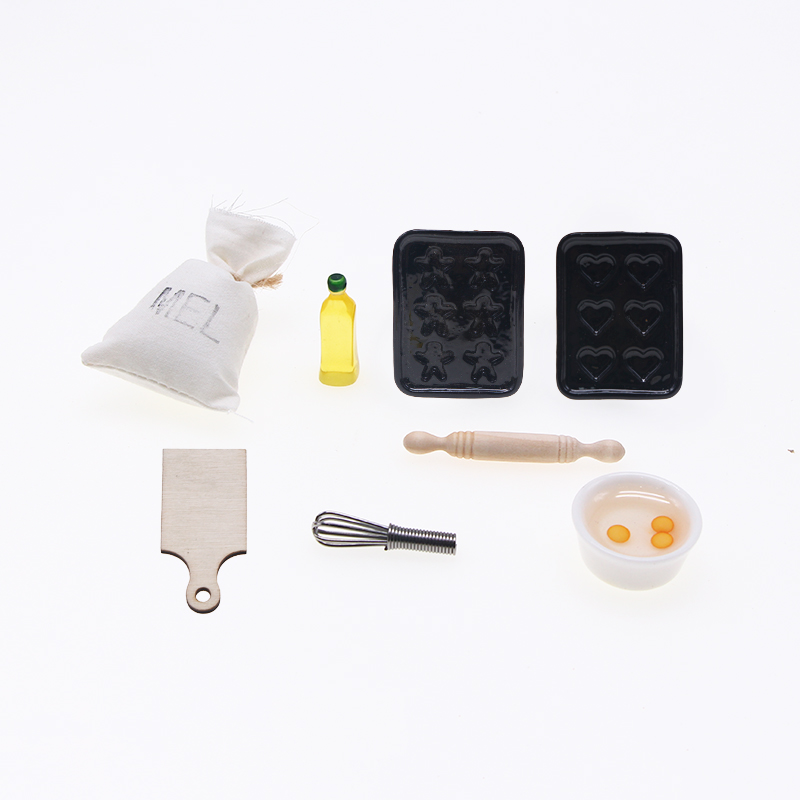 Kitchen Baking Ware - 8つのドールハウス調理器具キッチン用品ベーキングパンオイル小麦粉など
