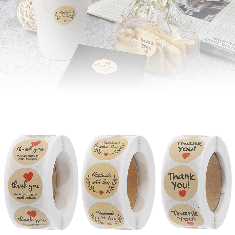 500 個ありがとうステッカーシールラベルラウンド紙ラベルス - Kitchen.Baking Labels のレビューと価格
