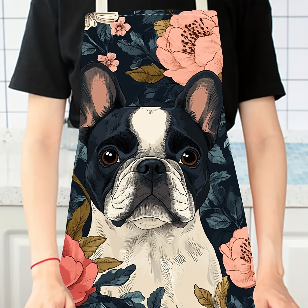 フレンチブルドッグ柄エプロン - リネン風、可愛い犬柄、家庭 - Kitchen Baking Area Ideas のレビューと価格