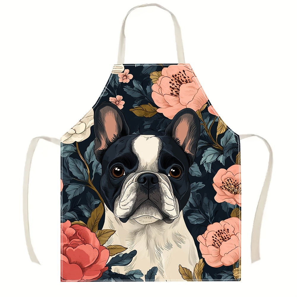 フレンチブルドッグ柄エプロン - リネン風、可愛い犬柄、家庭 - Kitchen Baking Area Ideas のレビューと価格