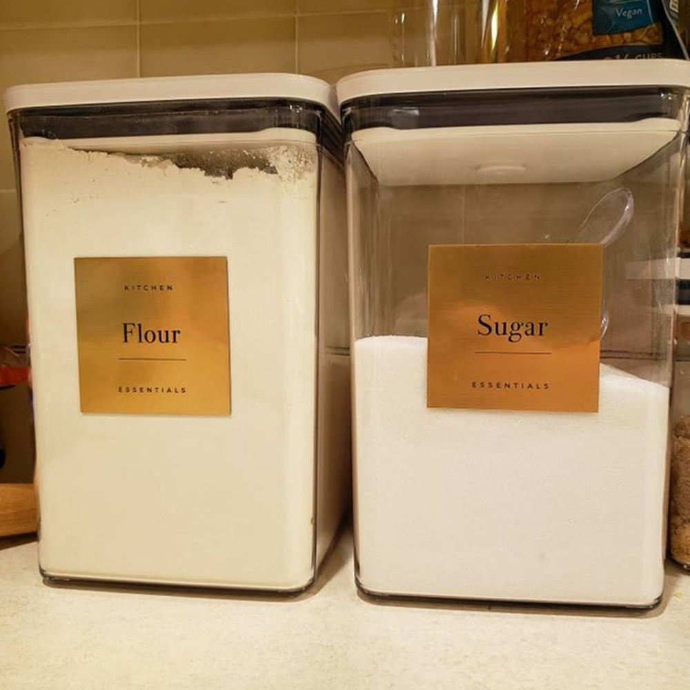 防水パントリーラベル、スクエアメタリック、ホームオーガニゼー - Kitchen.Baking Labels のレビューと価格