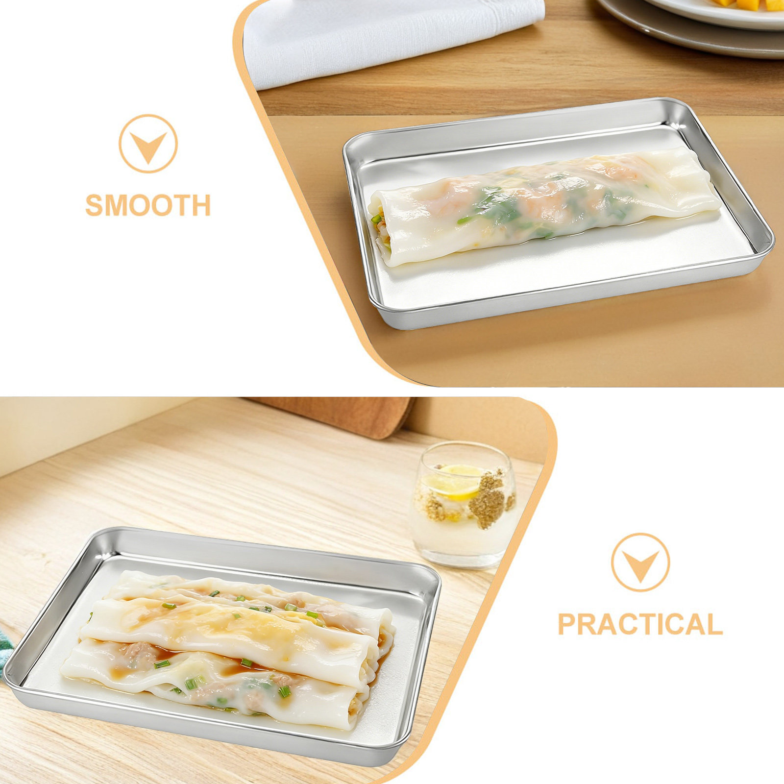 1 セットステンレス鋼米麺ロール蒸し器長方形トレイ大容量ベー - Kitchen Baking Ware のレビューと価格