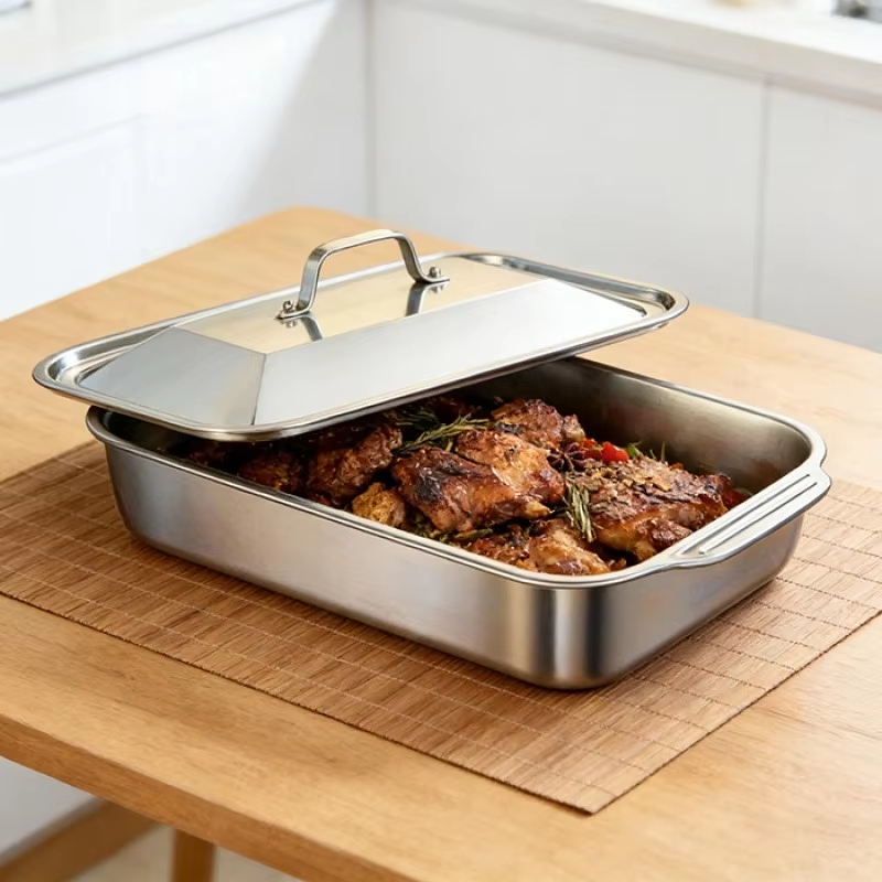 ステンレス製の深いベーキングパン、蓋付き、多機能長方形オーブ - Kitchen Baking Ware のレビューと価格