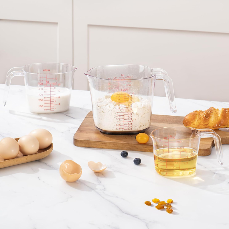 1カップ、2カップ、4カップの透明な入れ子式計量カップセット - Kitchen Baking Kit のレビューと価格