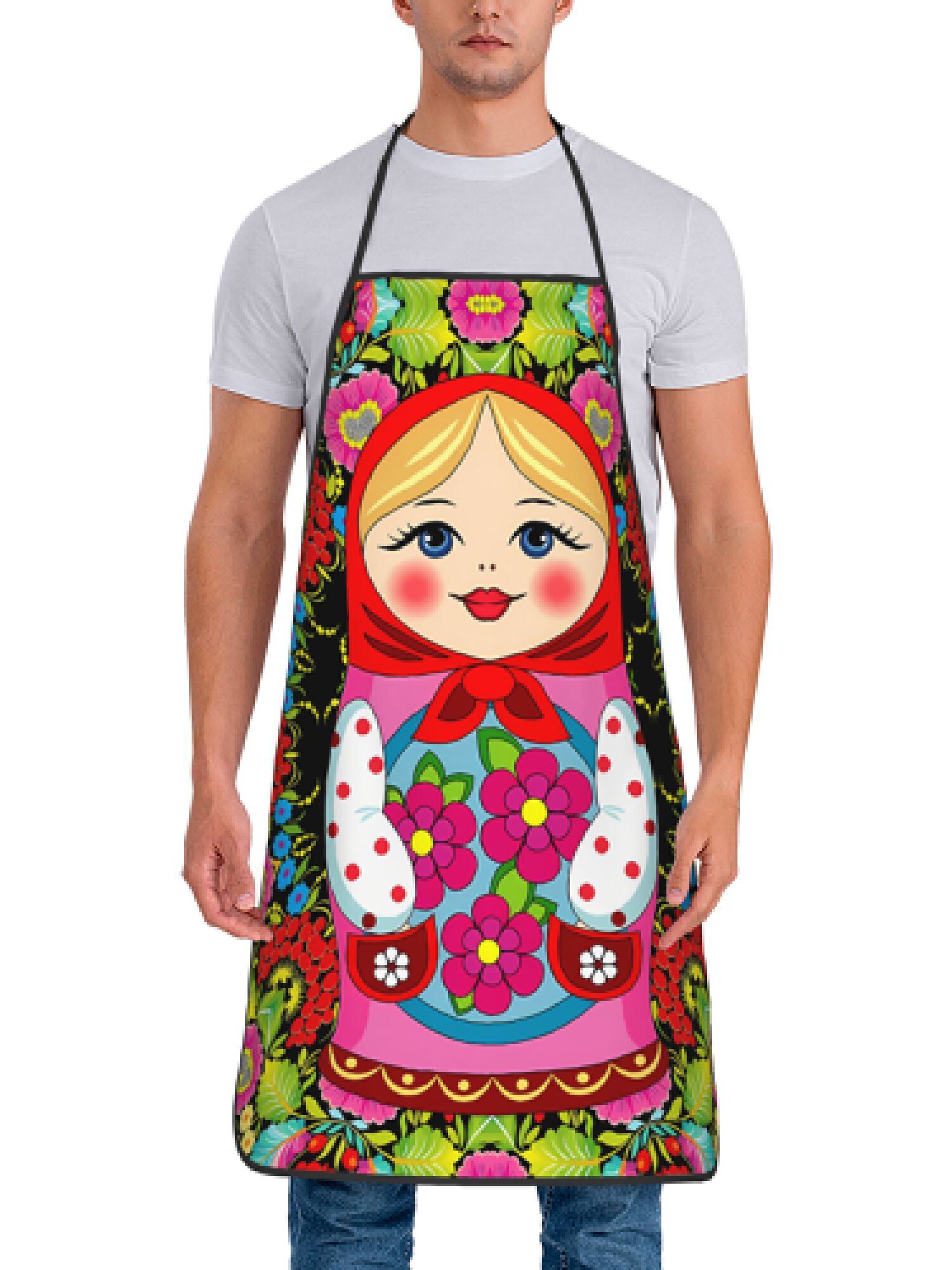 楽しいロシアのマトリョーシカ花柄レトロデザインエプロン1枚、 - Kitchen Baking Area Ideas のレビューと価格