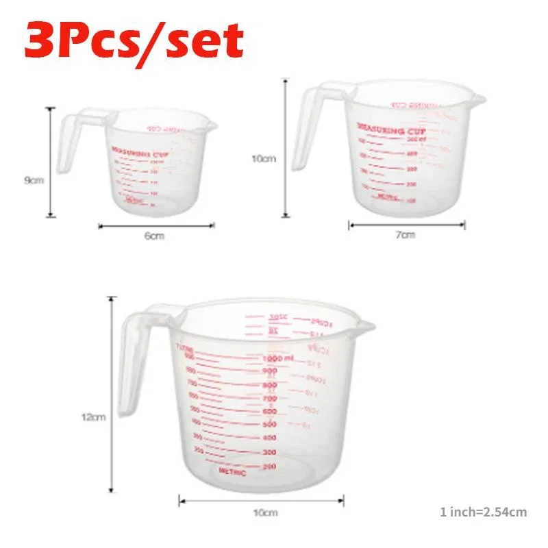 3 個キットベーキング液体計量カップ PVC スケールカップ - Kitchen Baking Kit のレビューと価格