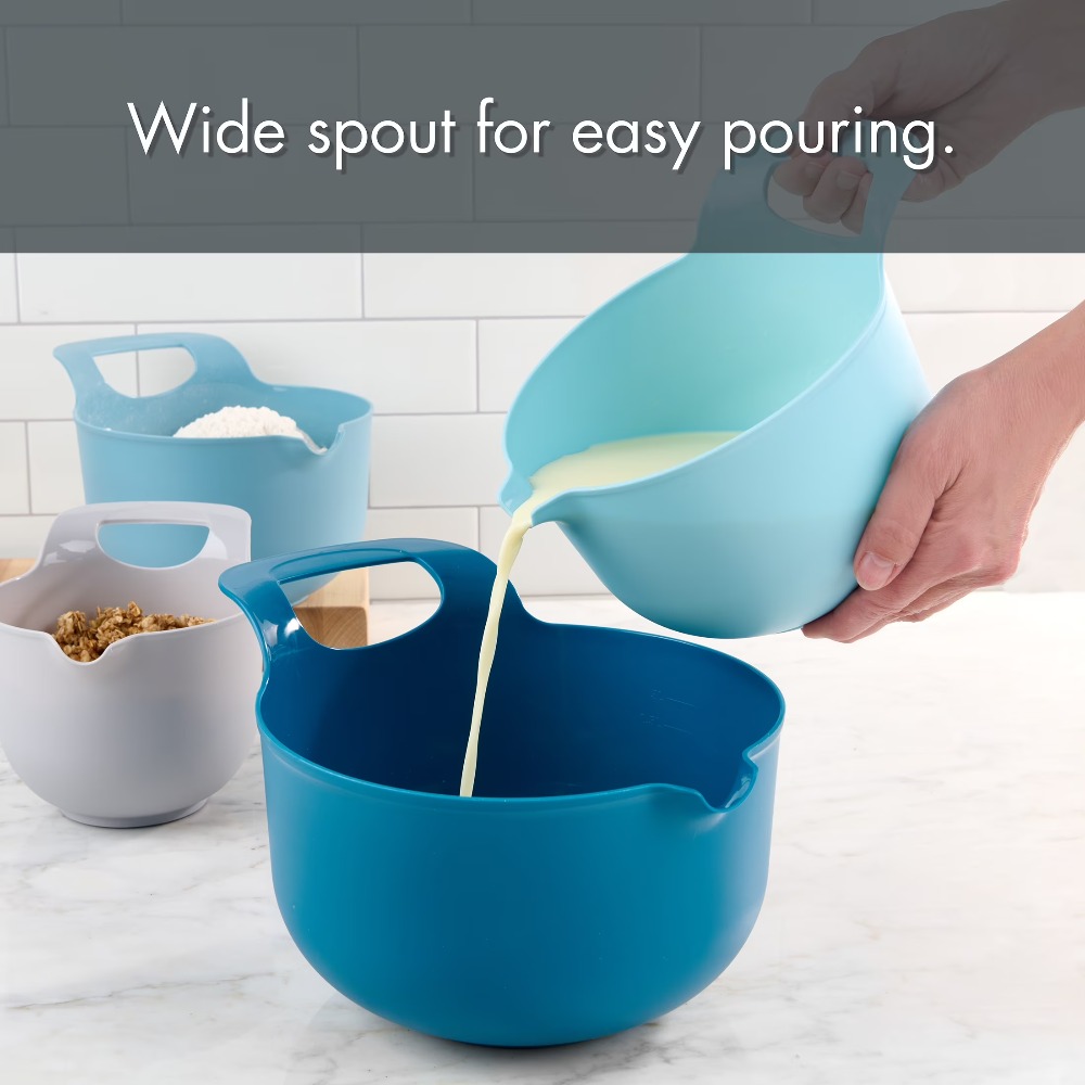 ネスティングプラスチック製ミキシングボウル 4個セット 注ぎ - Kitchen Baking Utensil Set のレビューと価格
