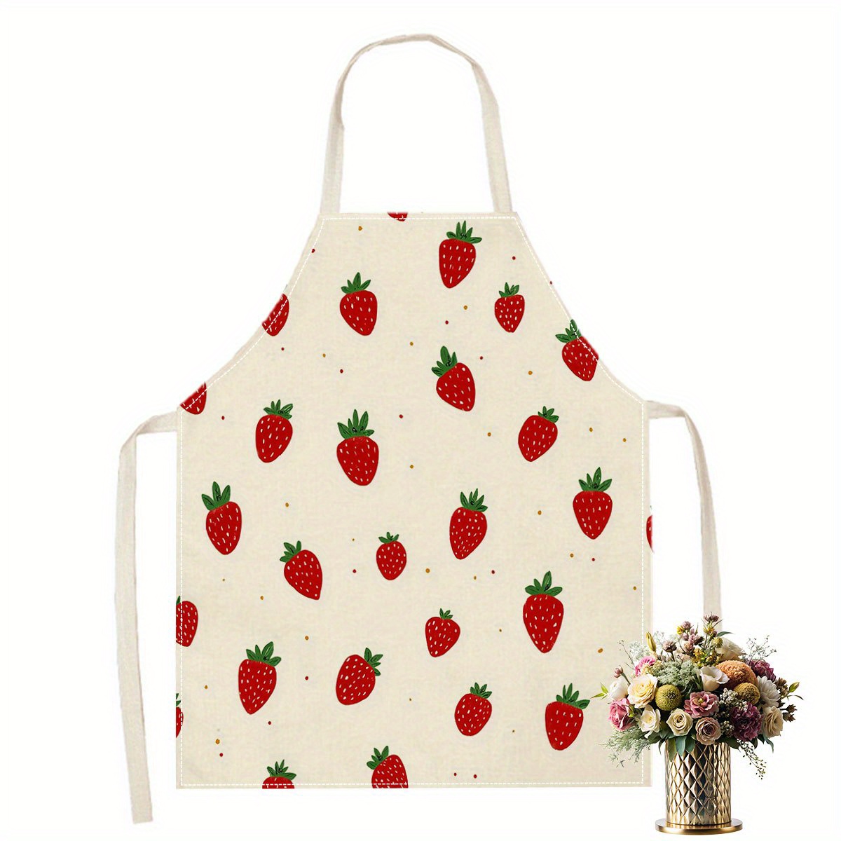 1pc イチゴエプロンフルーツパターンキッチン調理ベーキング - Baking Kitchen For Kids のレビューと価格