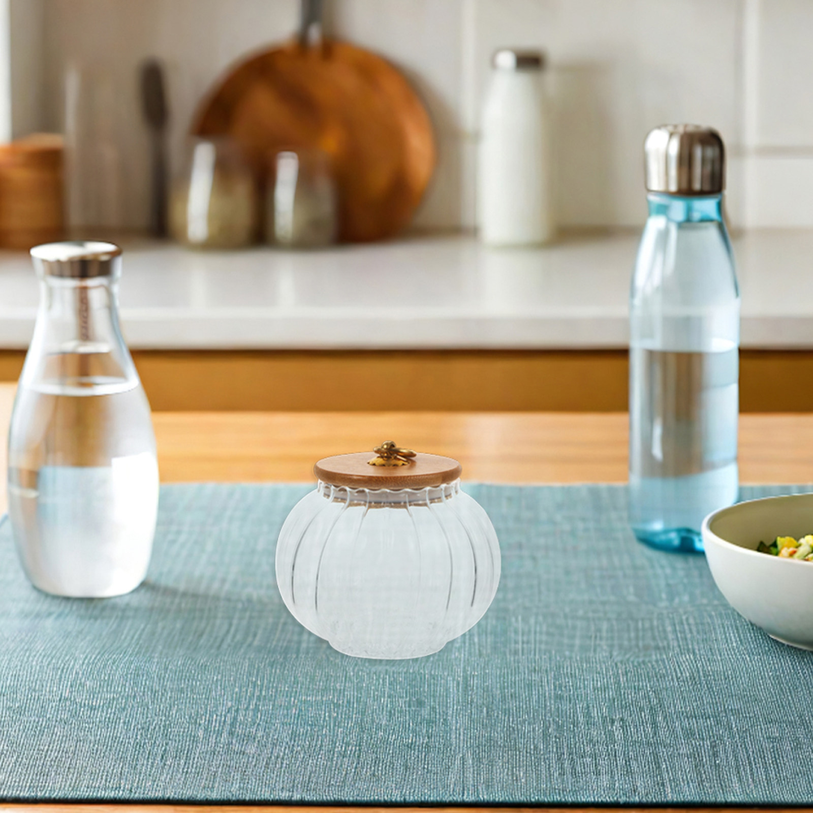 2個セット 透明パンプキン型ガラスジャー 800ml 密閉容 - Kitchen Baking Canisters のレビューと価格