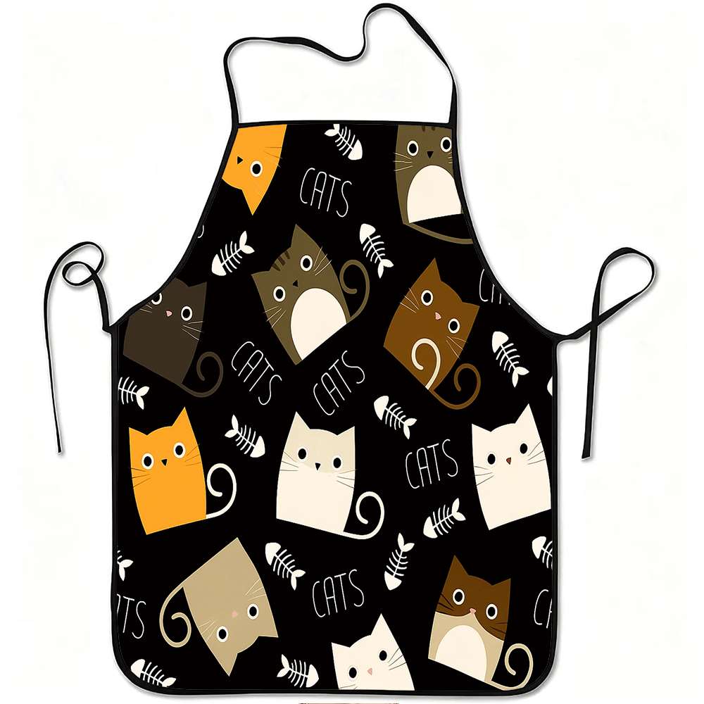楽しい漫画風エプロン1枚、かわいい猫と魚の骨のレトロデザイン - Kitchen Baking Area Ideas のレビューと価格