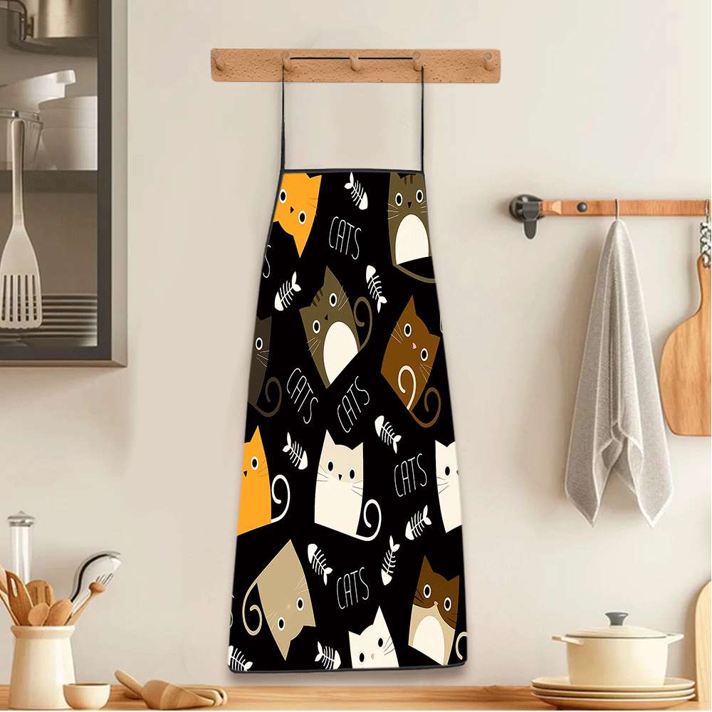 楽しい漫画風エプロン1枚、かわいい猫と魚の骨のレトロデザイン - Kitchen Baking Area Ideas のレビューと価格