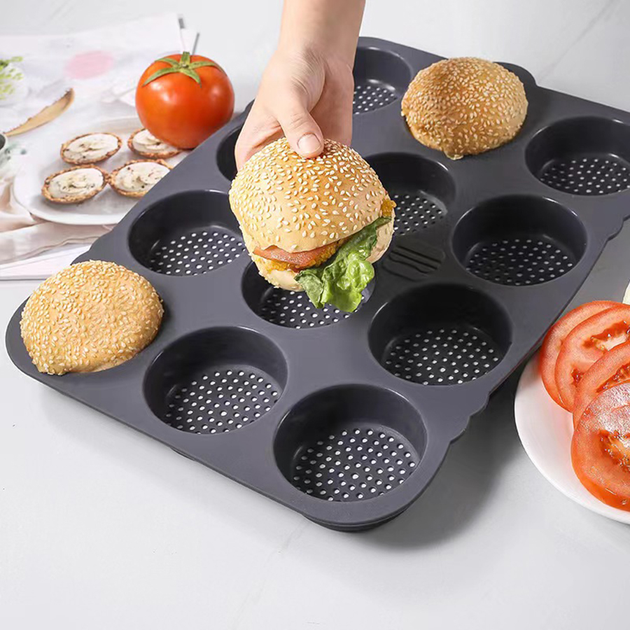 1PC ハンバーガーパン型 12 穴ラウンドフランス耐熱簡単 - Kitchen Baking Ware のレビューと価格