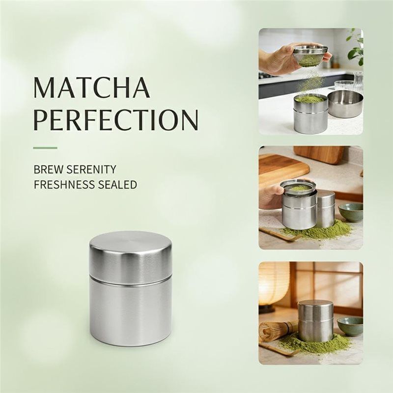 ステンレス製抹茶パウダーシフターと収納容器、キッチンベーキン - Kitchen Baking Canisters のレビューと価格