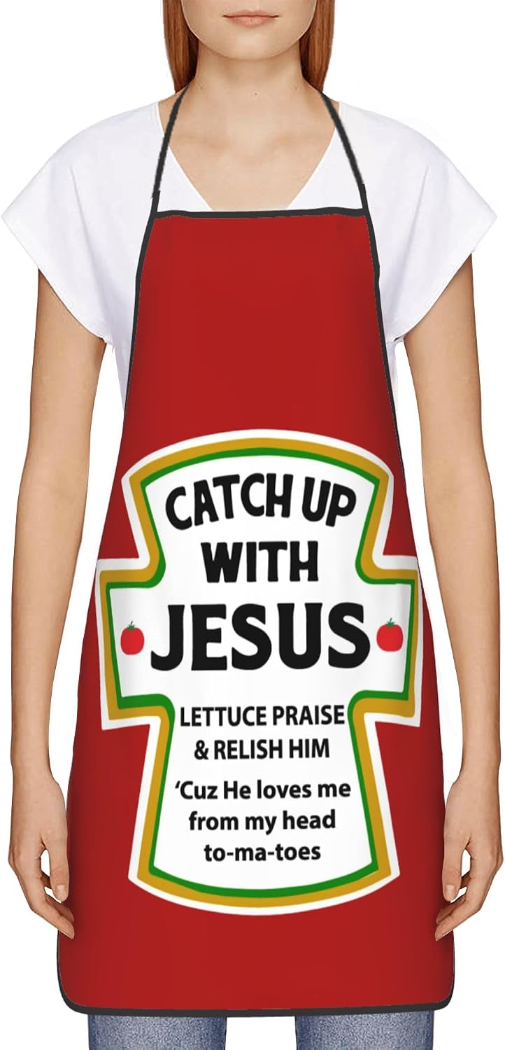赤いケチャップラベル「Catch Up With Jesus - Kitchen.Baking Labels のレビューと価格